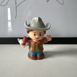 Fisher Price Little People Figure Dad Farmer Chicken Boy Cowboy Hat Farm #798